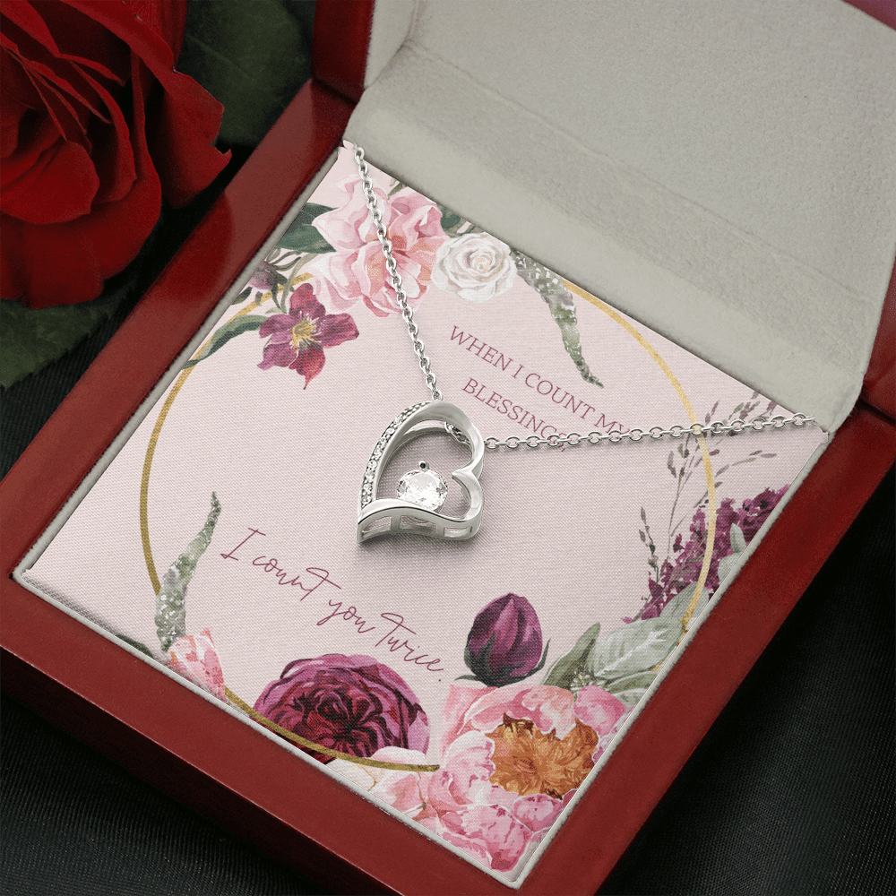 To My Wife I Count You Twice Message Card Forever Necklace 18k Gold or Stainless Steel 18" Necklace - Forever Love Necklace Gift Idea For Woman