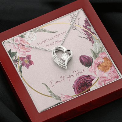To My Wife I Count You Twice Message Card Forever Necklace 18k Gold or Stainless Steel 18" Necklace - Forever Love Necklace Gift Idea For Woman