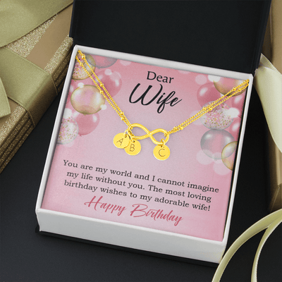 To My Wife Happy Birthday Adorable Infinity Bracelet With Initial Charms - Infinity Bracelet