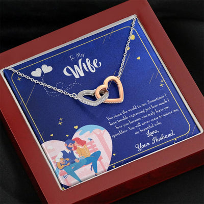 Wife Gift For Wife Birthday Wife You Amaze Me Inseparable Love Pendant 18k Rose Gold Finish 16� - Interlocking Hearts Necklace