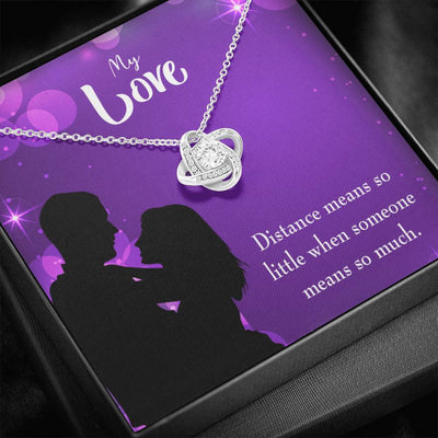 To My Wife Distance Means So Little Wife Infinity Knot Necklace Keepsake Message Card Stainless Steel Cz Pendant - Luxury Love Knot Necklace Meanful Gift Idea For Her/Him