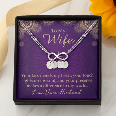 To My Wife Your Kiss Mends My Heart Infinity Bracelet With Initial Charms - Infinity Bracelet