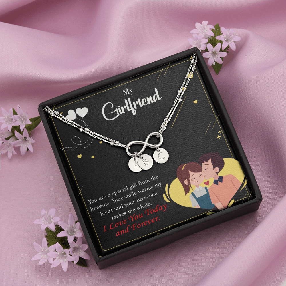 To My Girlfriend Today & Forever Infinity Bracelet With Initial Charms - Infinity Bracelet