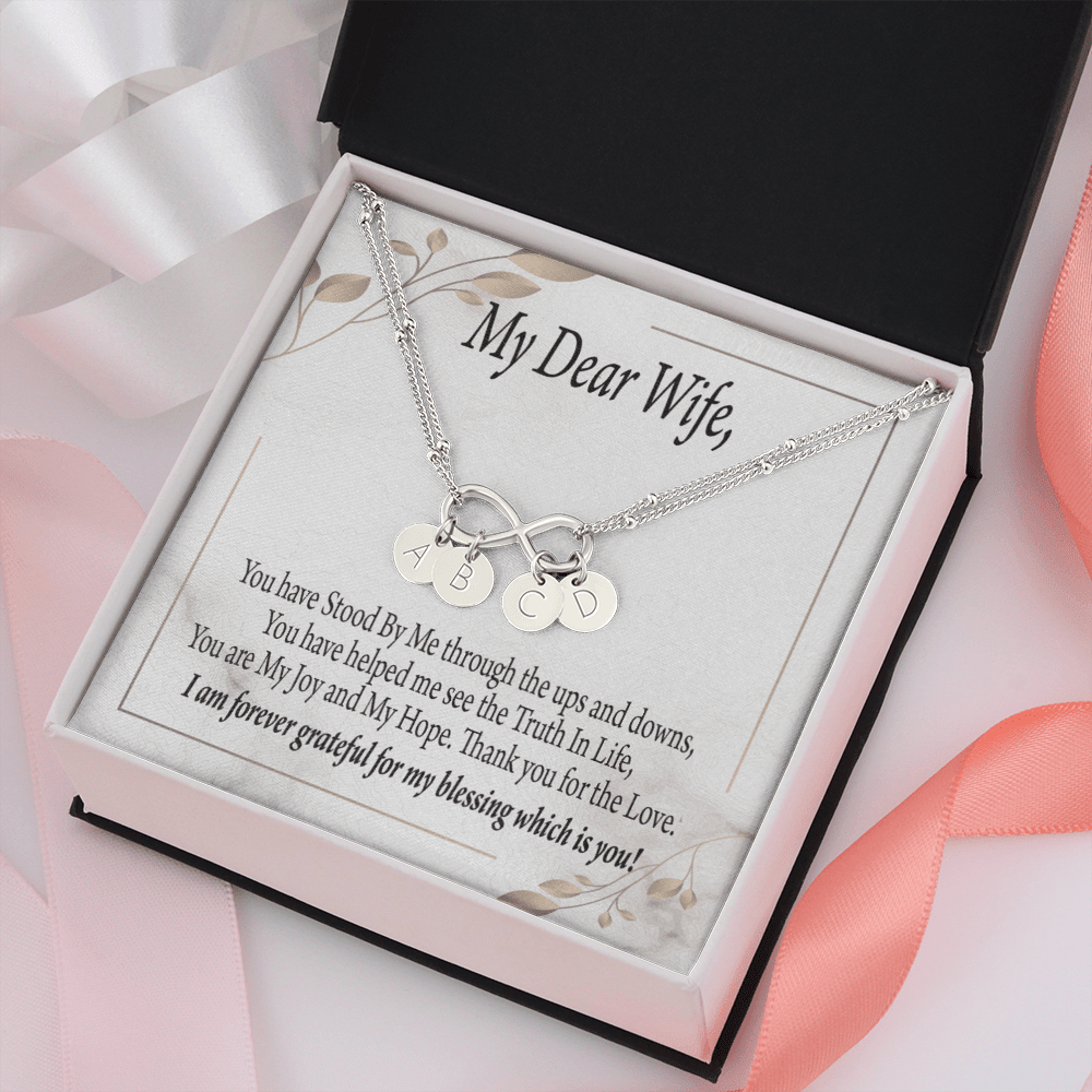 To My Wife My Dear Wife Infinity Bracelet With Initial Charms - Infinity Bracelet