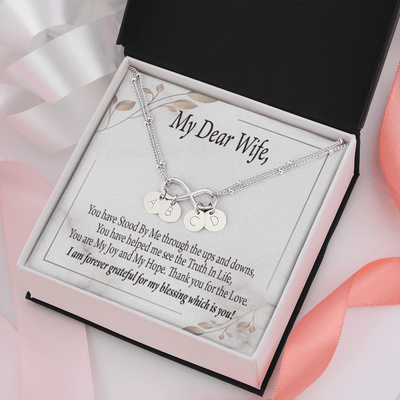 To My Wife My Dear Wife Infinity Bracelet With Initial Charms - Infinity Bracelet