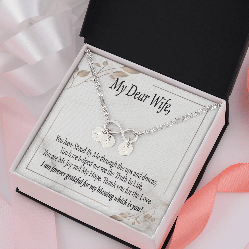 To My Wife My Dear Wife Infinity Bracelet With Initial Charms - Infinity Bracelet