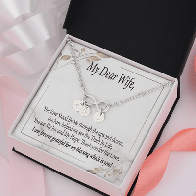 To My Wife My Dear Wife Infinity Bracelet With Initial Charms - Infinity Bracelet