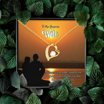 Gift For Wife Missing You Forever Love NecklaceHeart Pendant Stainless Steel or 18k Gold - Forever Love Necklace Gift Idea For Woman