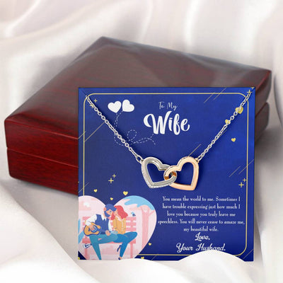 Wife Gift For Wife Birthday Wife You Amaze Me Inseparable Love Pendant 18k Rose Gold Finish 16� - Interlocking Hearts Necklace