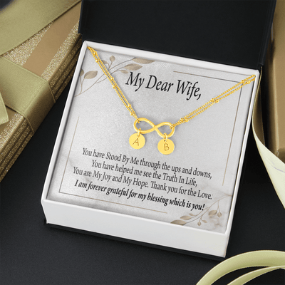 To My Wife My Dear Wife Infinity Bracelet With Initial Charms - Infinity Bracelet
