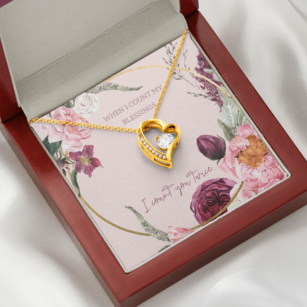 To My Wife I Count You Twice Message Card Forever Necklace 18k Gold or Stainless Steel 18" Necklace - Forever Love Necklace Gift Idea For Woman