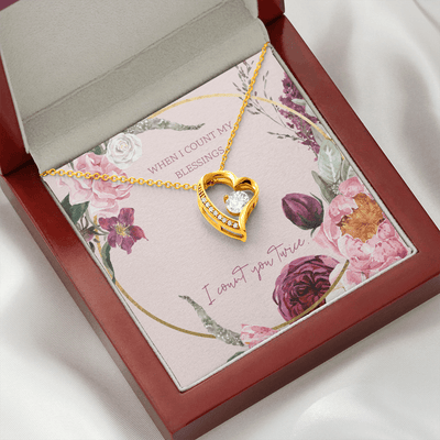To My Wife I Count You Twice Message Card Forever Necklace 18k Gold or Stainless Steel 18" Necklace - Forever Love Necklace Gift Idea For Woman