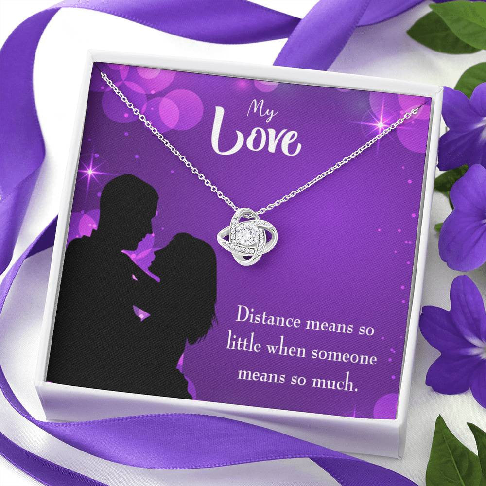 To My Wife Distance Means So Little Wife Infinity Knot Necklace Keepsake Message Card Stainless Steel Cz Pendant - Luxury Love Knot Necklace Meanful Gift Idea For Her/Him