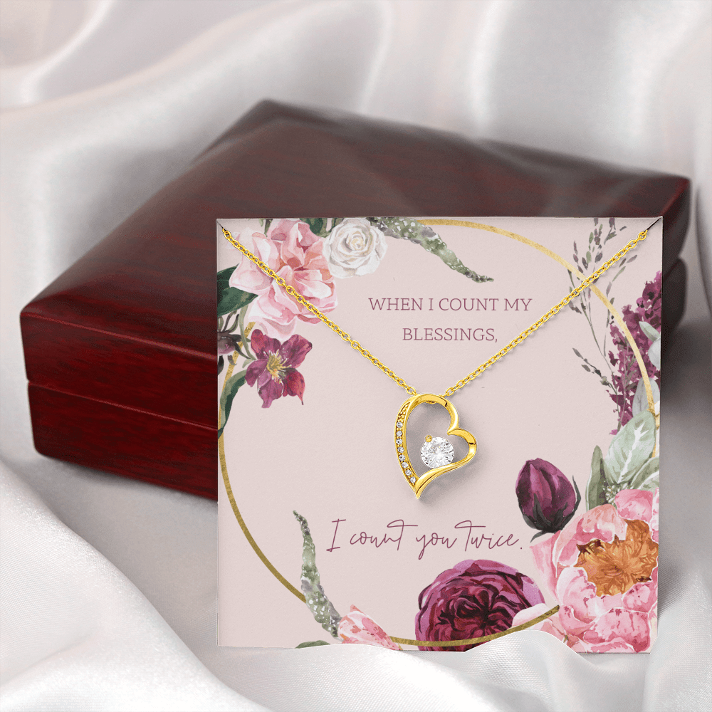To My Wife I Count You Twice Message Card Forever Necklace 18k Gold or Stainless Steel 18" Necklace - Forever Love Necklace Gift Idea For Woman