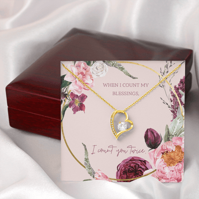 To My Wife I Count You Twice Message Card Forever Necklace 18k Gold or Stainless Steel 18" Necklace - Forever Love Necklace Gift Idea For Woman