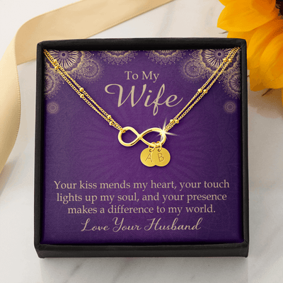To My Wife Your Kiss Mends My Heart Infinity Bracelet With Initial Charms - Infinity Bracelet