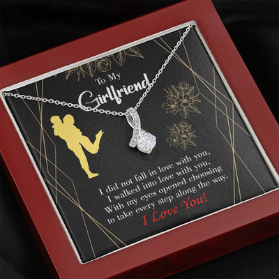 Girlfriend Gift Walked Into Love Eternity Ribbon Stone Pendant 14K White Gold Stainless Steel Jewelry Gift  - Alluring Beauty Necklace Gift For Her