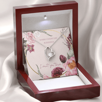 To My Wife I Count You Twice Message Card Forever Necklace 18k Gold or Stainless Steel 18" Necklace - Forever Love Necklace Gift Idea For Woman
