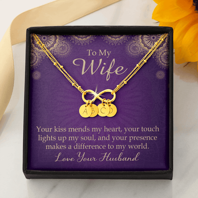 To My Wife Your Kiss Mends My Heart Infinity Bracelet With Initial Charms - Infinity Bracelet