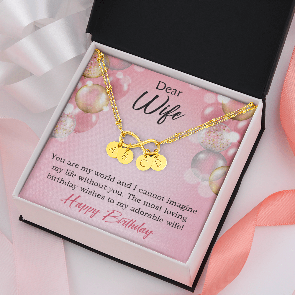 To My Wife Happy Birthday Adorable Infinity Bracelet With Initial Charms - Infinity Bracelet