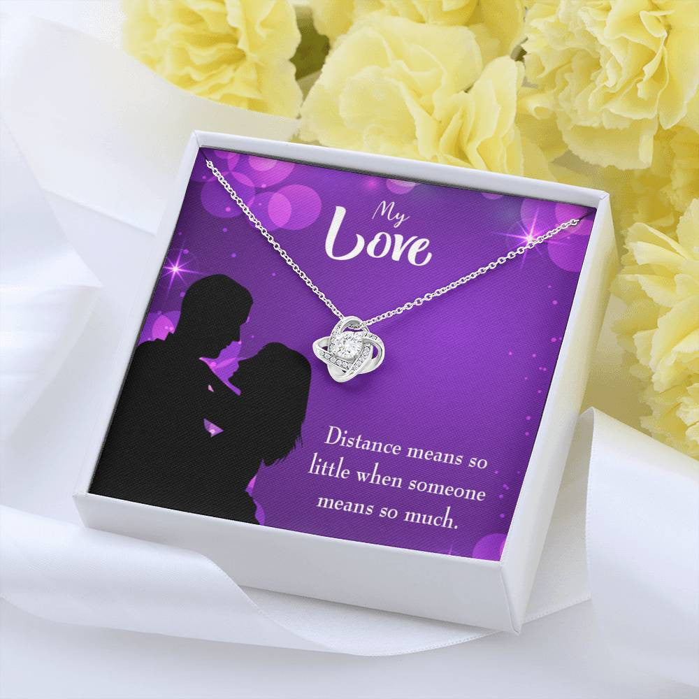 To My Wife Distance Means So Little Wife Infinity Knot Necklace Keepsake Message Card Stainless Steel Cz Pendant - Luxury Love Knot Necklace Meanful Gift Idea For Her/Him