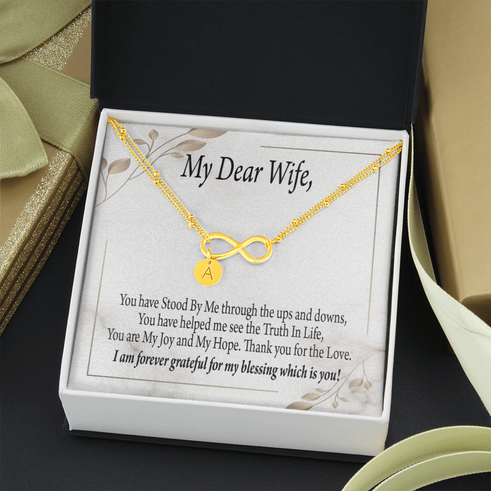To My Wife My Dear Wife Infinity Bracelet With Initial Charms - Infinity Bracelet