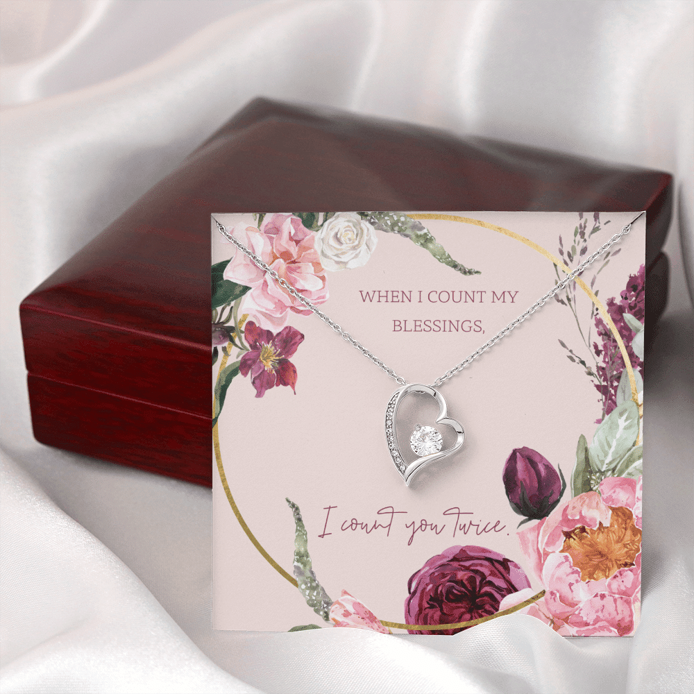 To My Wife I Count You Twice Message Card Forever Necklace 18k Gold or Stainless Steel 18" Necklace - Forever Love Necklace Gift Idea For Woman