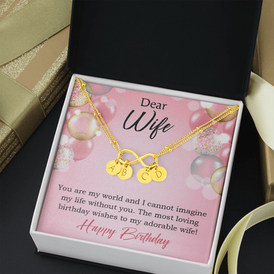 To My Wife Happy Birthday Adorable Infinity Bracelet With Initial Charms - Infinity Bracelet