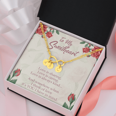 To My Wife Love Is Sharing Infinity Bracelet With Initial Charms - Luxury Love Messages Dog Tag Gifts For Man, Woman