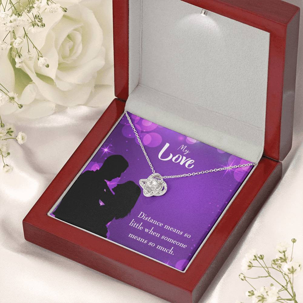 To My Wife Distance Means So Little Wife Infinity Knot Necklace Keepsake Message Card Stainless Steel Cz Pendant - Luxury Love Knot Necklace Meanful Gift Idea For Her/Him