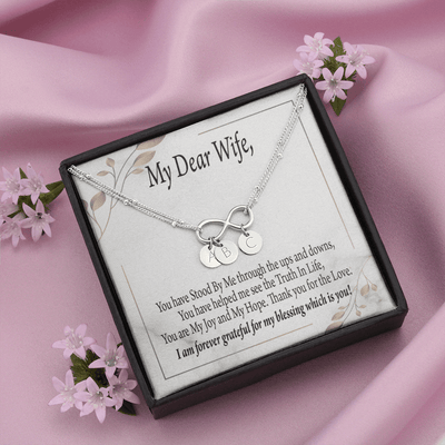 To My Wife My Dear Wife Infinity Bracelet With Initial Charms - Infinity Bracelet