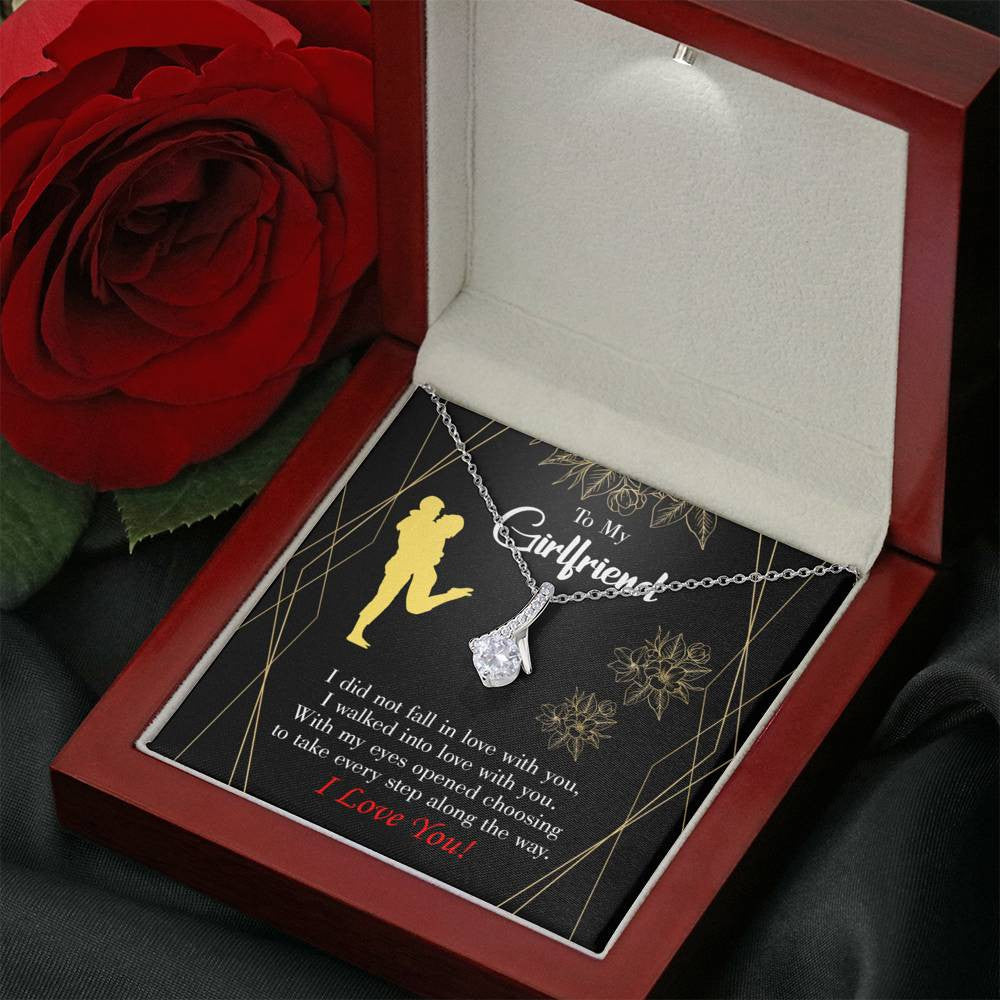 Girlfriend Gift Walked Into Love Eternity Ribbon Stone Pendant 14K White Gold Stainless Steel Jewelry Gift  - Alluring Beauty Necklace Gift For Her