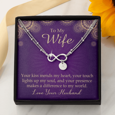 To My Wife Your Kiss Mends My Heart Infinity Bracelet With Initial Charms - Infinity Bracelet