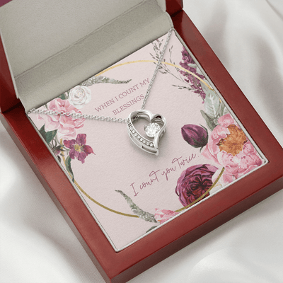 To My Wife I Count You Twice Message Card Forever Necklace 18k Gold or Stainless Steel 18" Necklace - Forever Love Necklace Gift Idea For Woman