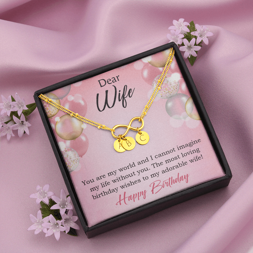 To My Wife Happy Birthday Adorable Infinity Bracelet With Initial Charms - Infinity Bracelet
