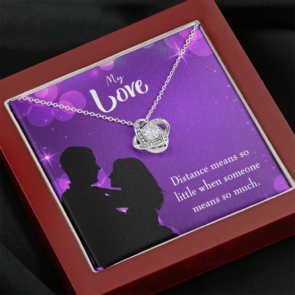 To My Wife Distance Means So Little Wife Infinity Knot Necklace Keepsake Message Card Stainless Steel Cz Pendant - Luxury Love Knot Necklace Meanful Gift Idea For Her/Him