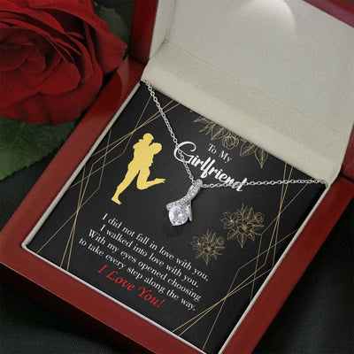 Girlfriend Gift Walked Into Love Eternity Ribbon Stone Pendant 14K White Gold Stainless Steel Jewelry Gift  - Alluring Beauty Necklace Gift For Her