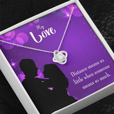 To My Wife Distance Means So Little Wife Infinity Knot Necklace Keepsake Message Card Stainless Steel Cz Pendant - Luxury Love Knot Necklace Meanful Gift Idea For Her/Him