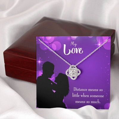 To My Wife Distance Means So Little Wife Infinity Knot Necklace Keepsake Message Card Stainless Steel Cz Pendant - Luxury Love Knot Necklace Meanful Gift Idea For Her/Him