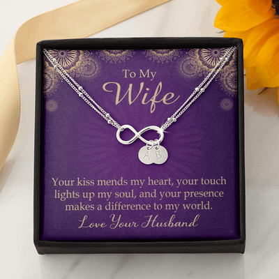 To My Wife Your Kiss Mends My Heart Infinity Bracelet With Initial Charms - Infinity Bracelet