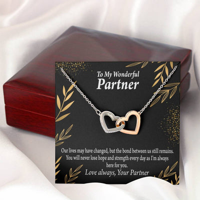 To My Partner Never Lose Hope Strength Inseparable Pendant 18k Rose Gold Finish 16� Life Partner Keepsake Card - Interlocking Hearts Necklace