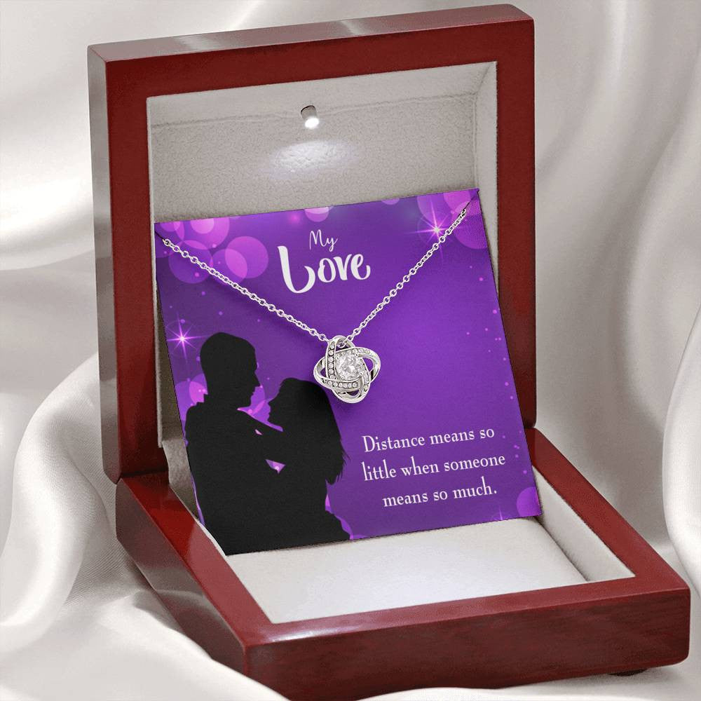 To My Wife Distance Means So Little Wife Infinity Knot Necklace Keepsake Message Card Stainless Steel Cz Pendant - Luxury Love Knot Necklace Meanful Gift Idea For Her/Him