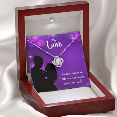 To My Wife Distance Means So Little Wife Infinity Knot Necklace Keepsake Message Card Stainless Steel Cz Pendant - Luxury Love Knot Necklace Meanful Gift Idea For Her/Him