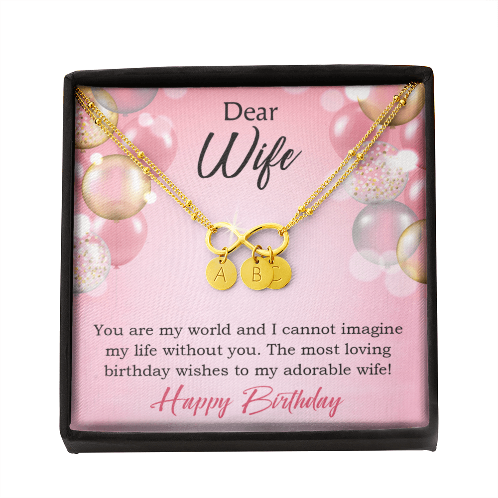 To My Wife Happy Birthday Adorable Infinity Bracelet With Initial Charms - Infinity Bracelet