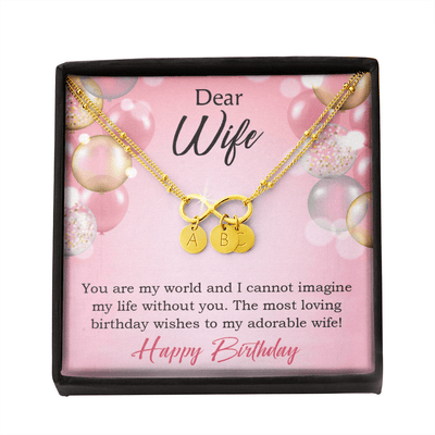 To My Wife Happy Birthday Adorable Infinity Bracelet With Initial Charms - Infinity Bracelet
