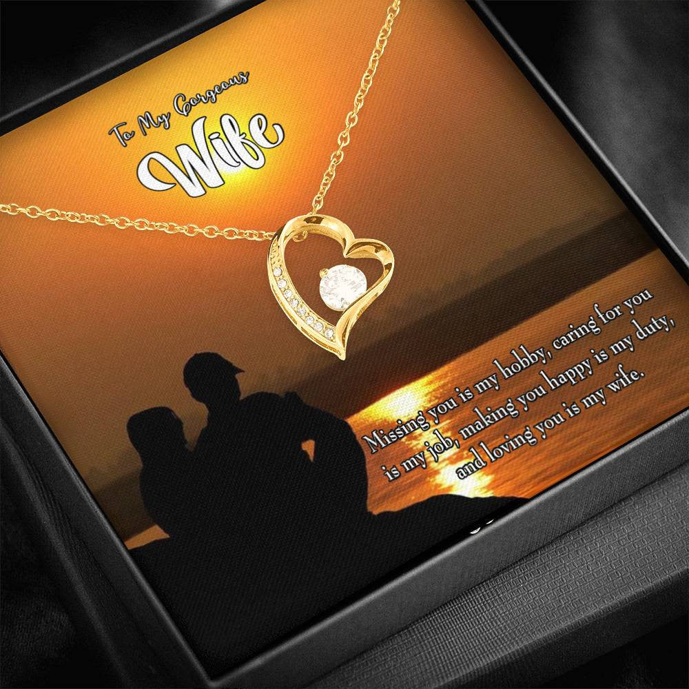 Gift For Wife Missing You Forever Love NecklaceHeart Pendant Stainless Steel or 18k Gold - Forever Love Necklace Gift Idea For Woman