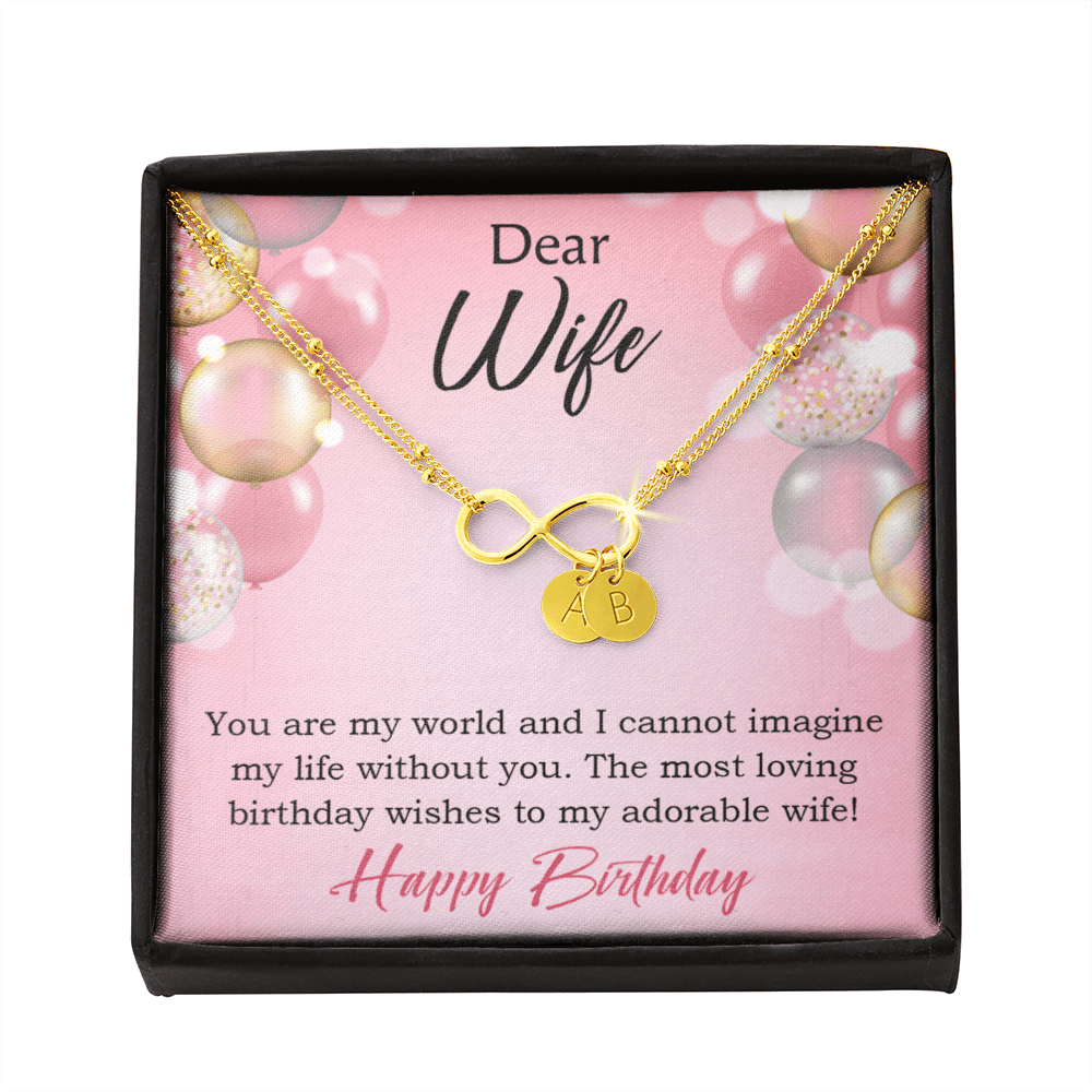 To My Wife Happy Birthday Adorable Infinity Bracelet With Initial Charms - Infinity Bracelet