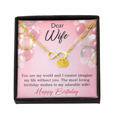 To My Wife Happy Birthday Adorable Infinity Bracelet With Initial Charms - Infinity Bracelet