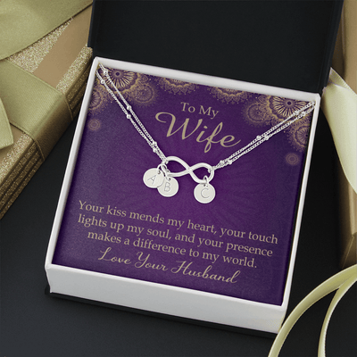 To My Wife Your Kiss Mends My Heart Infinity Bracelet With Initial Charms - Infinity Bracelet