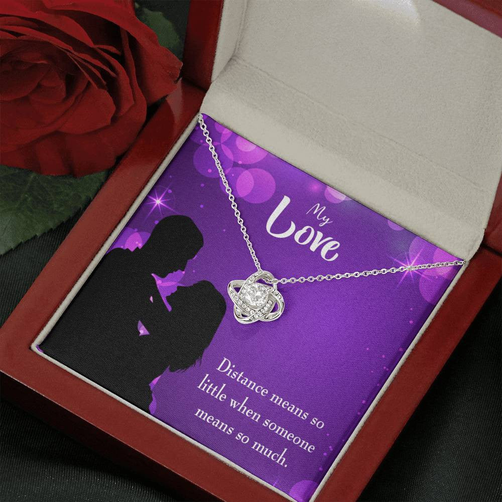 To My Wife Distance Means So Little Wife Infinity Knot Necklace Keepsake Message Card Stainless Steel Cz Pendant - Luxury Love Knot Necklace Meanful Gift Idea For Her/Him